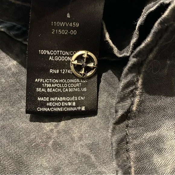 ❌SOLD❌Affliction Black Premium Buckle Mens short sleeve button skull shirt 2XL - Picture 12 of 13